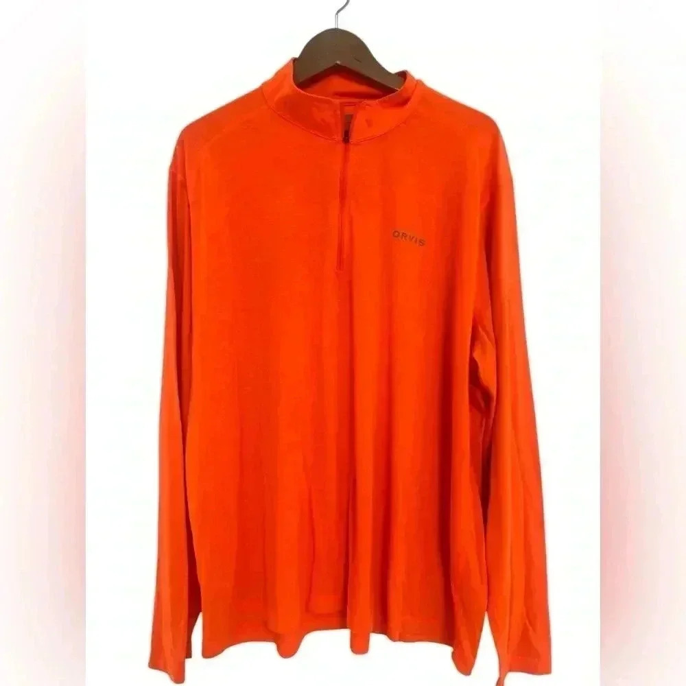 Orvis Men's Drirelease Quarter-Zip Orange Size XXL